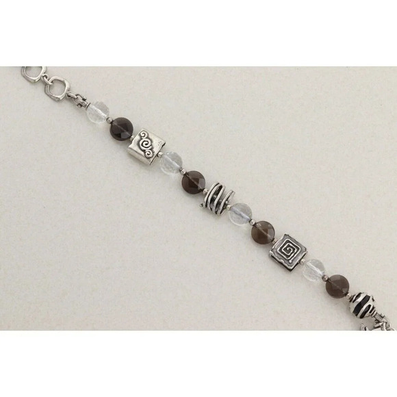 Sterling Silver Smokey Quartz Crystal Bead Bracelet Toggle Clasp Silpada - Picture 6 of 7